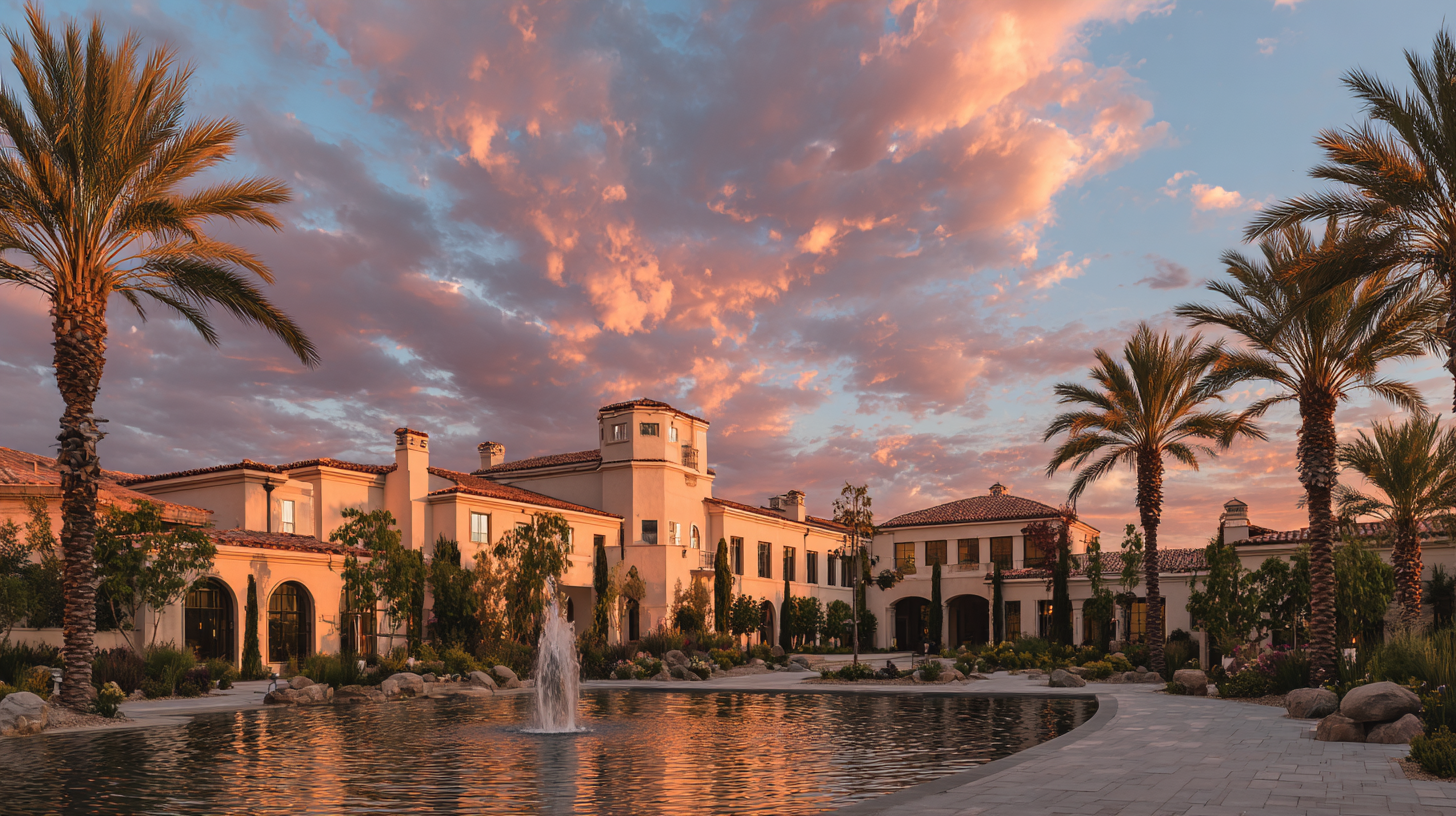 Luxury treatment facility exterior showcasing serene environment